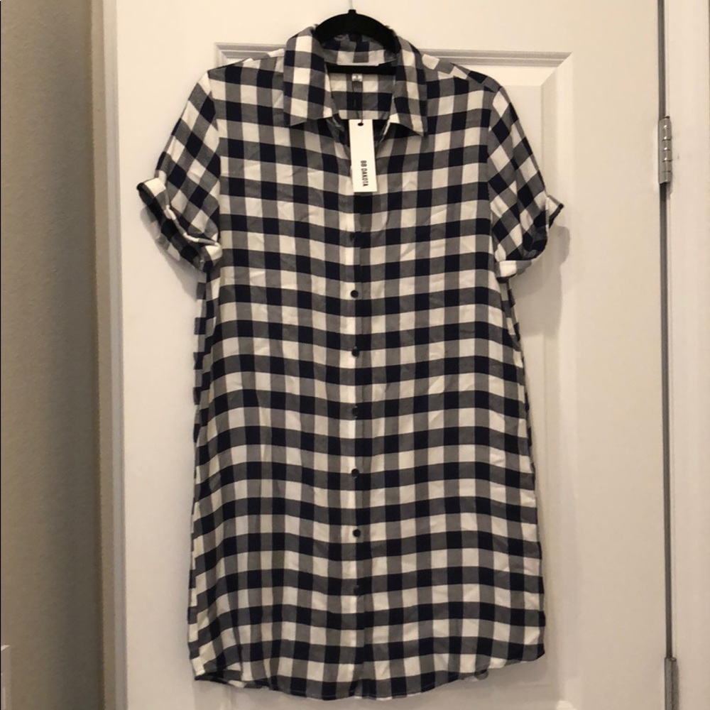 BB Dakota Blue Flannel Print Dress